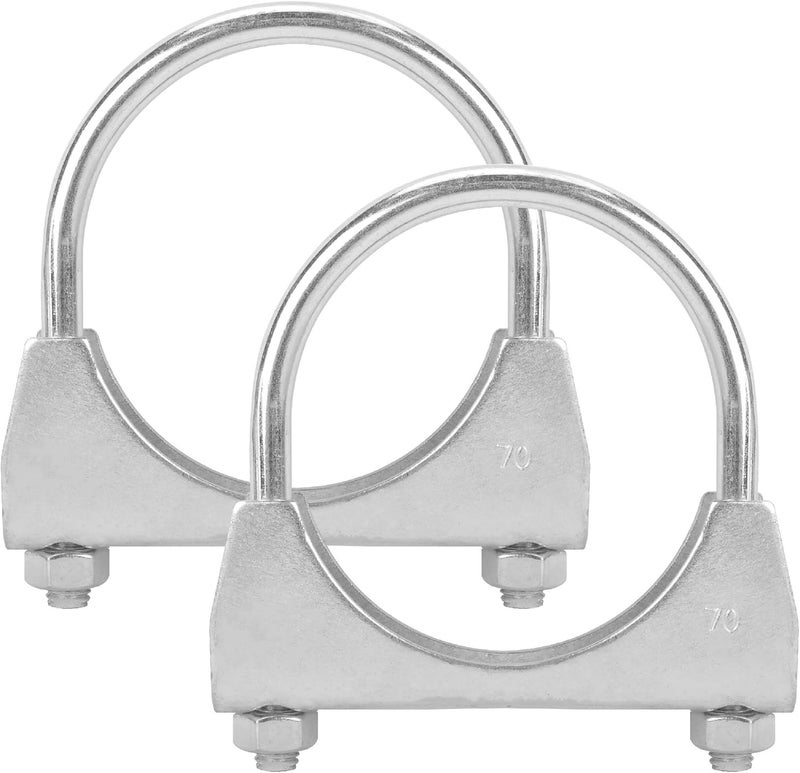 GESEXI 2.75" U-shaped Exhaust Pipe Clamp Mild Steel Muffler Exhaust Clamps with Anti-Rust Coat Pack of 2 - Image 1